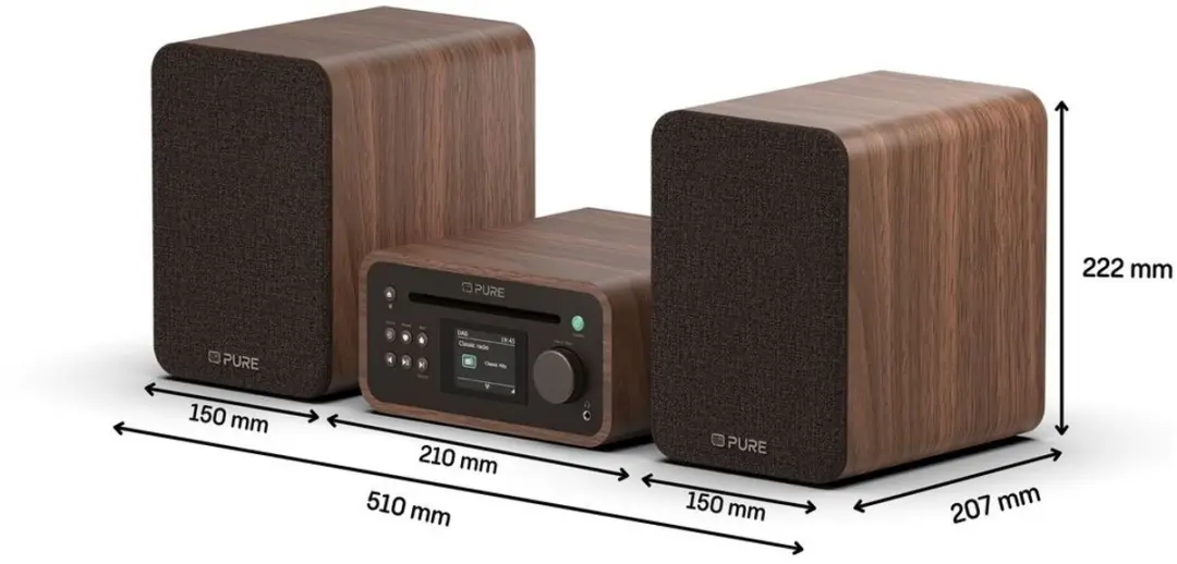 Pure Classic Stereo Mini Home Audiosysteem 40W - Bruin
