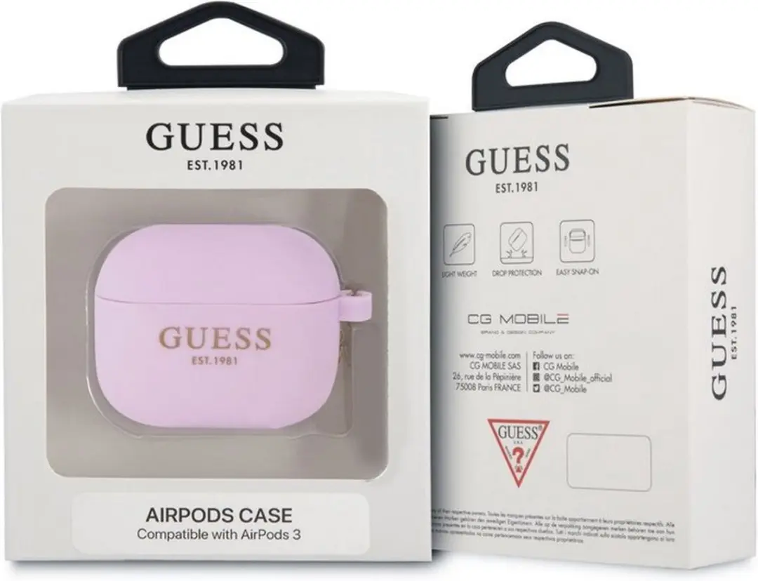 Guess Charms Silicone Hoesje Apple AirPods 3 - Paars