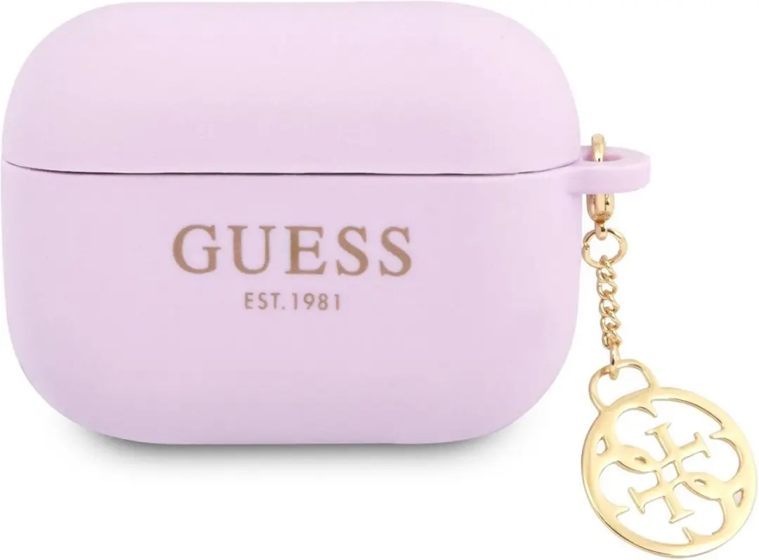 Guess Charms Silicone Hoesje Apple AirPods 3 - Paars
