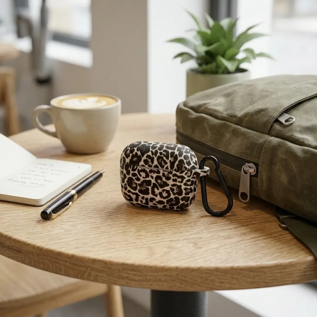 NuveX Hoesje AirPods Pro 2 - Zwart Bruin Luipaardprint