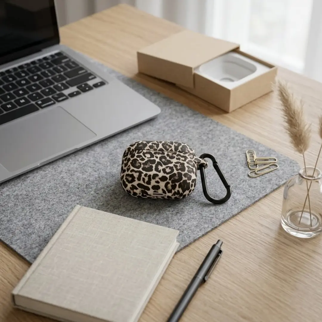 NuveX Hoesje AirPods Pro 2 - Zwart Bruin Luipaardprint