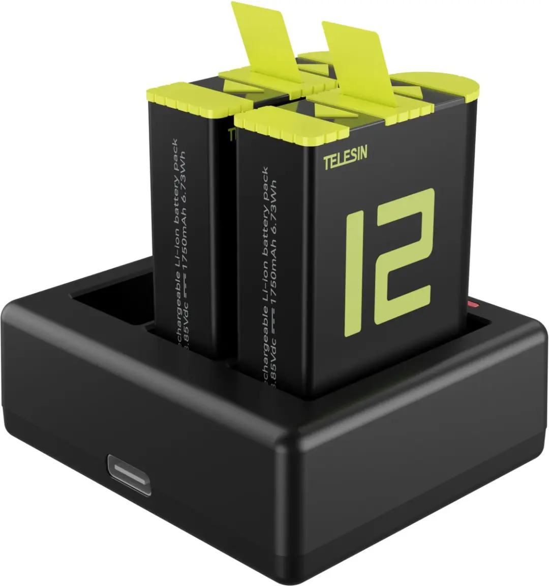 Telesin Triple Oplader met 2 GoPro Batterijen GP-BTR-903-B