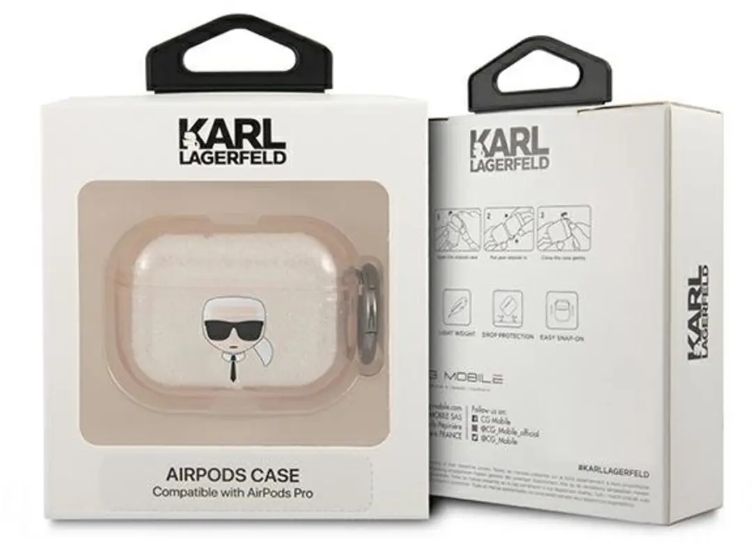 Karl Lagerfeld Glitter AirPods Pro Hoesje - Goud - 126344890