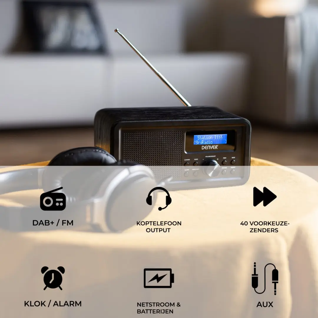 Denver DAB30 Retro Radio - Zwart