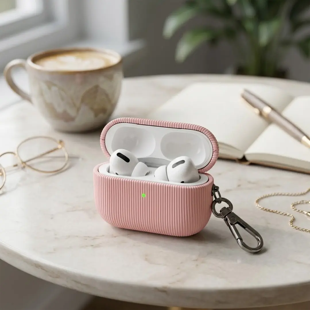 NUVEX Luxe Hoesje AirPods Pro 3 Roze - Vertical Stripe