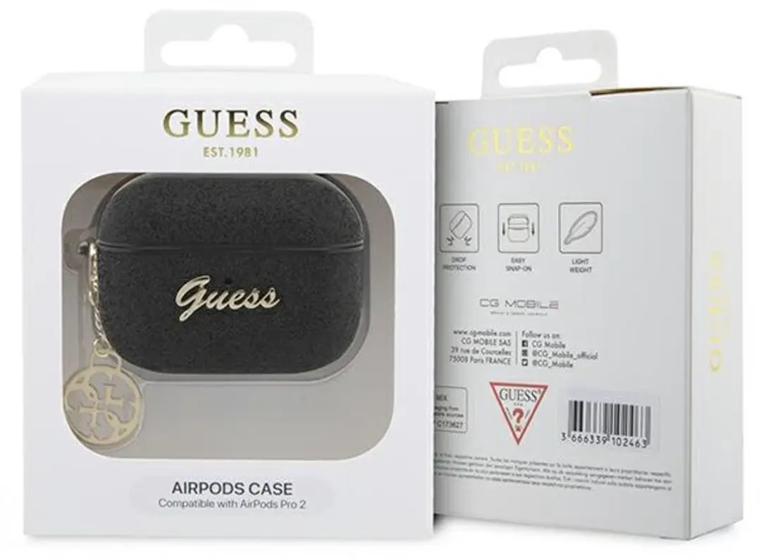 Guess GUAP2GLGSHK Hoesje AirPods Pro 2 - Zwart Glitter