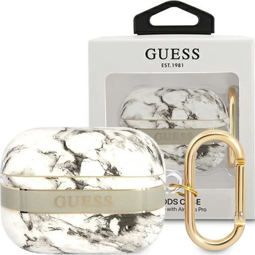 Guess GUAPHCHMAG AirPods Pro Hoesje - Marble Strap Collection - Grijs