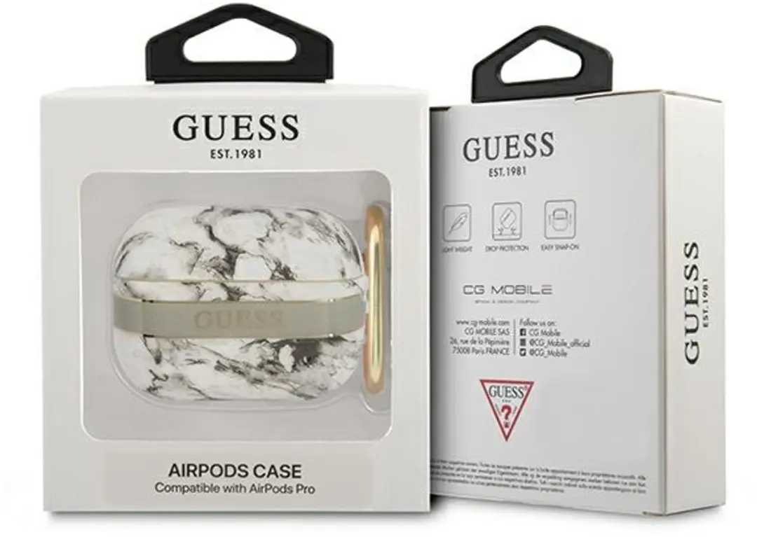 Guess GUAPHCHMAG AirPods Pro Hoesje - Marble Strap Collection - Grijs