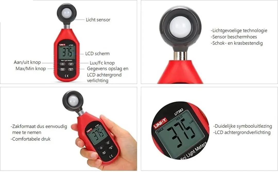 UNI-T UT-383 Digitale Lichtmeter - 200.000 Lux