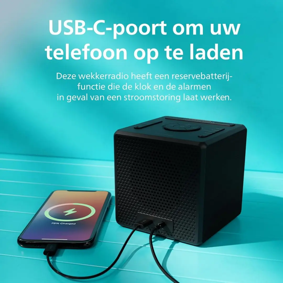 Philips TAR4600 DAB/FM Wekkerradio - Zwart