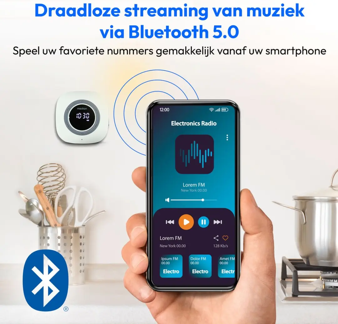 Medion S66884 Doucheradio MD43884 - 3W - IPX6 - Groen - afbeelding 6 van 6