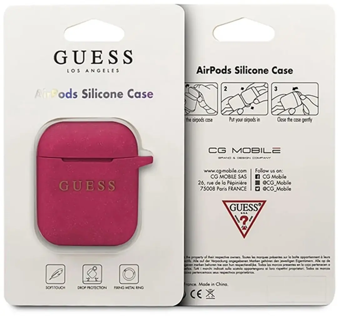 Guess Silicone Case voor Apple Airpods 1 & 2 - Fuchsia