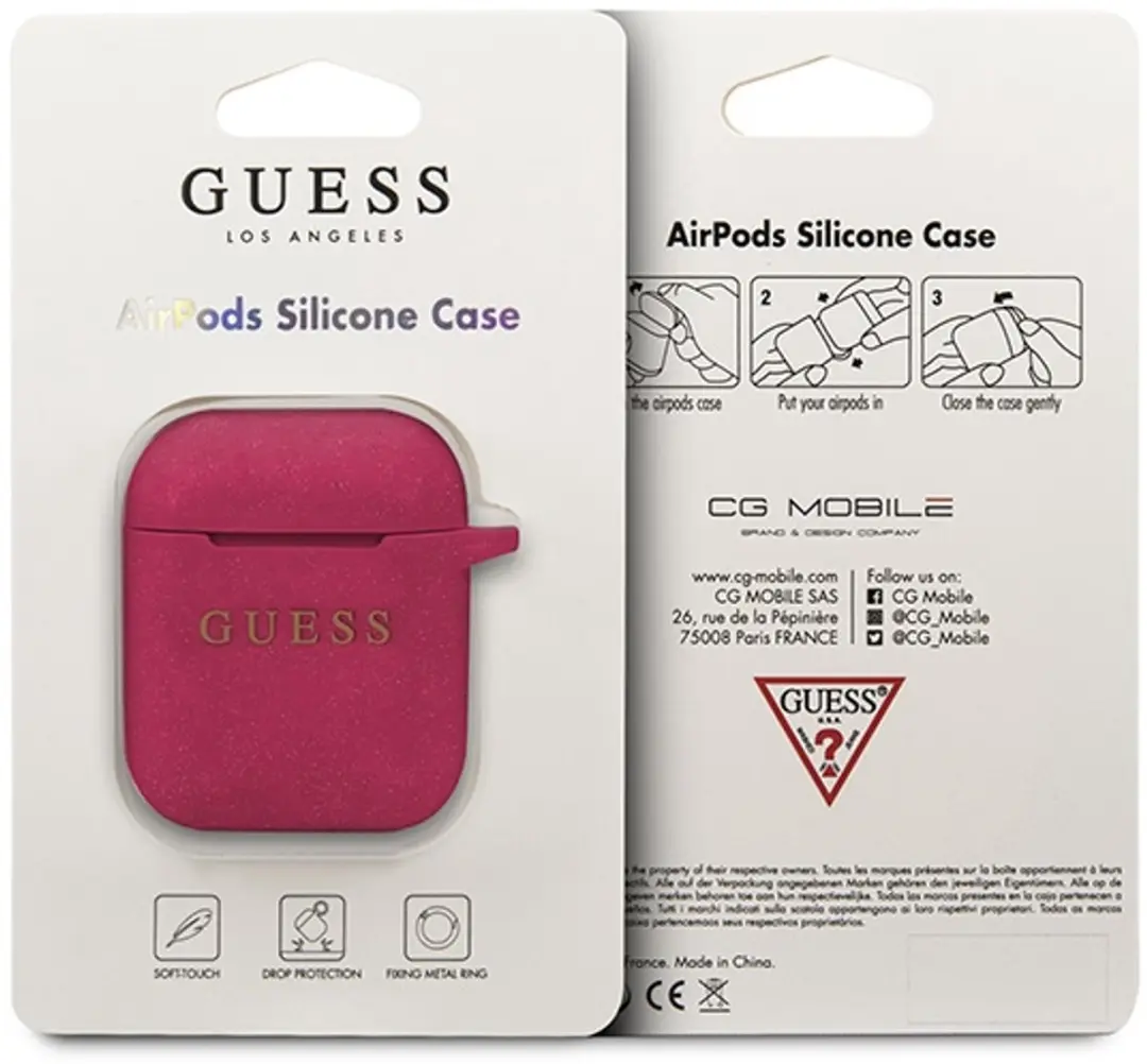 Guess Silicone Case voor Apple Airpods 1 & 2 - Fuchsia