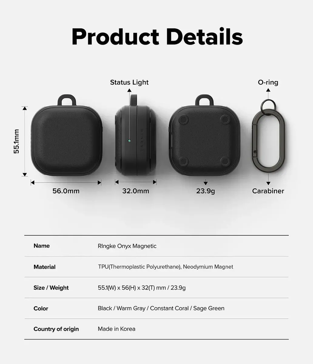 Ringke Hoesje Samsung Galaxy Buds+ - Onyx Magnetic Cover - Zwart