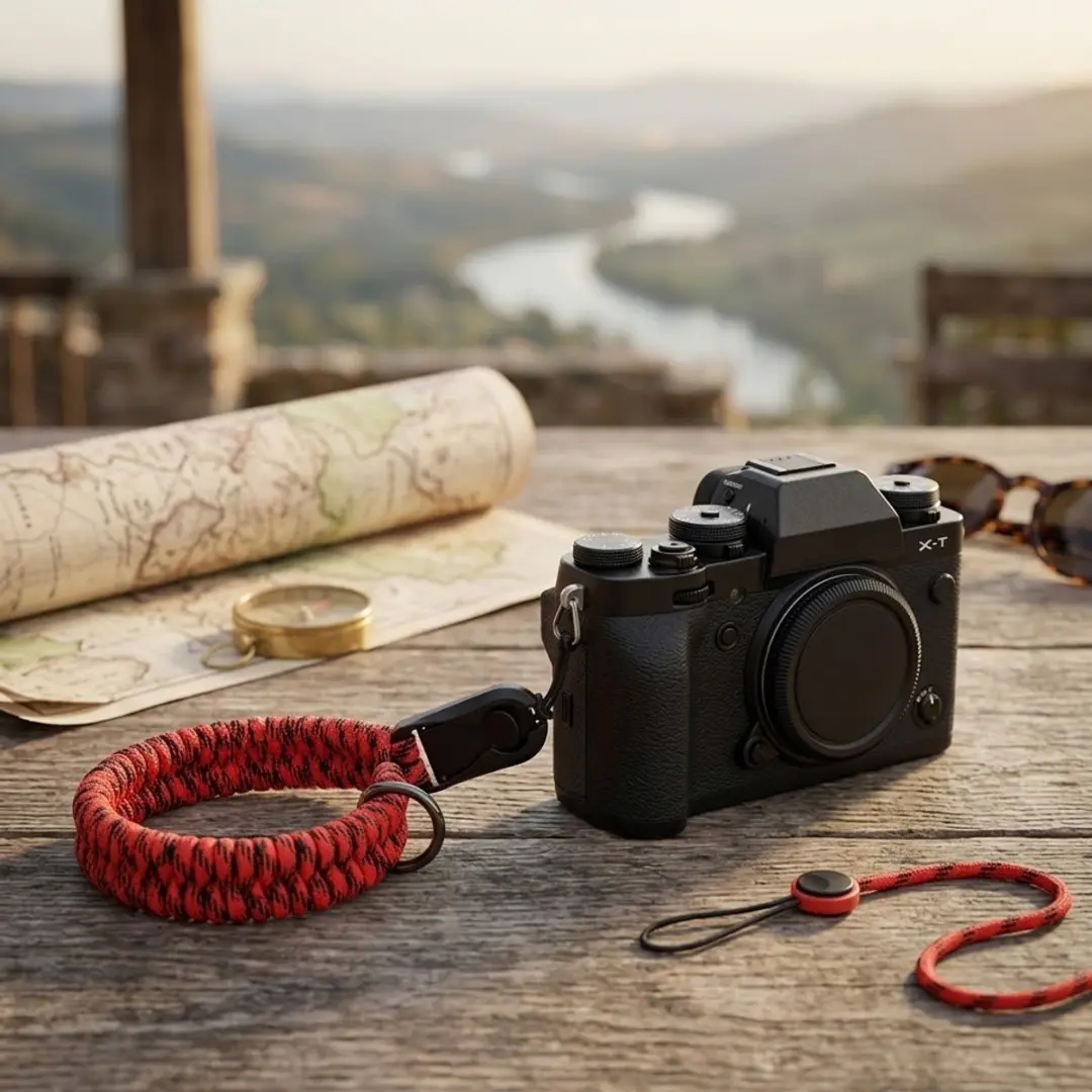 NUVEX Camouflage Rood Camera Polsband - Verstelbaar met Snelkoppeling