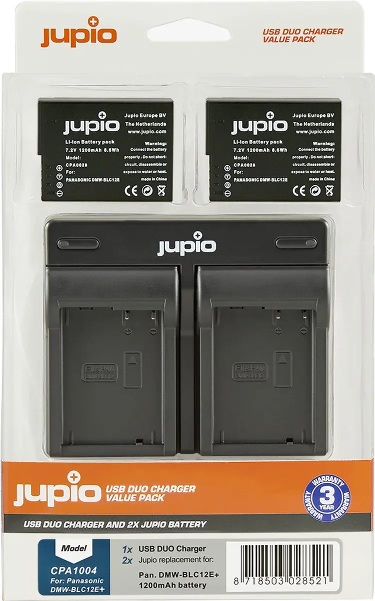 Jupio Kit DMW-BLC12E 2x Accu 1200mAh - USB Dual Charger