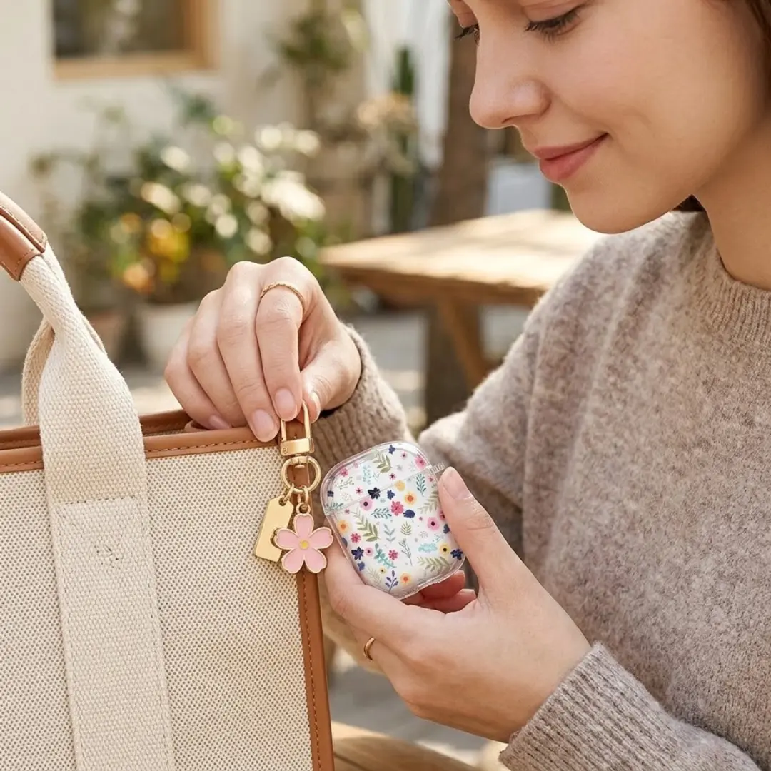 NUVEX Hoesje AirPods 4 - Transparant met bloemenprint