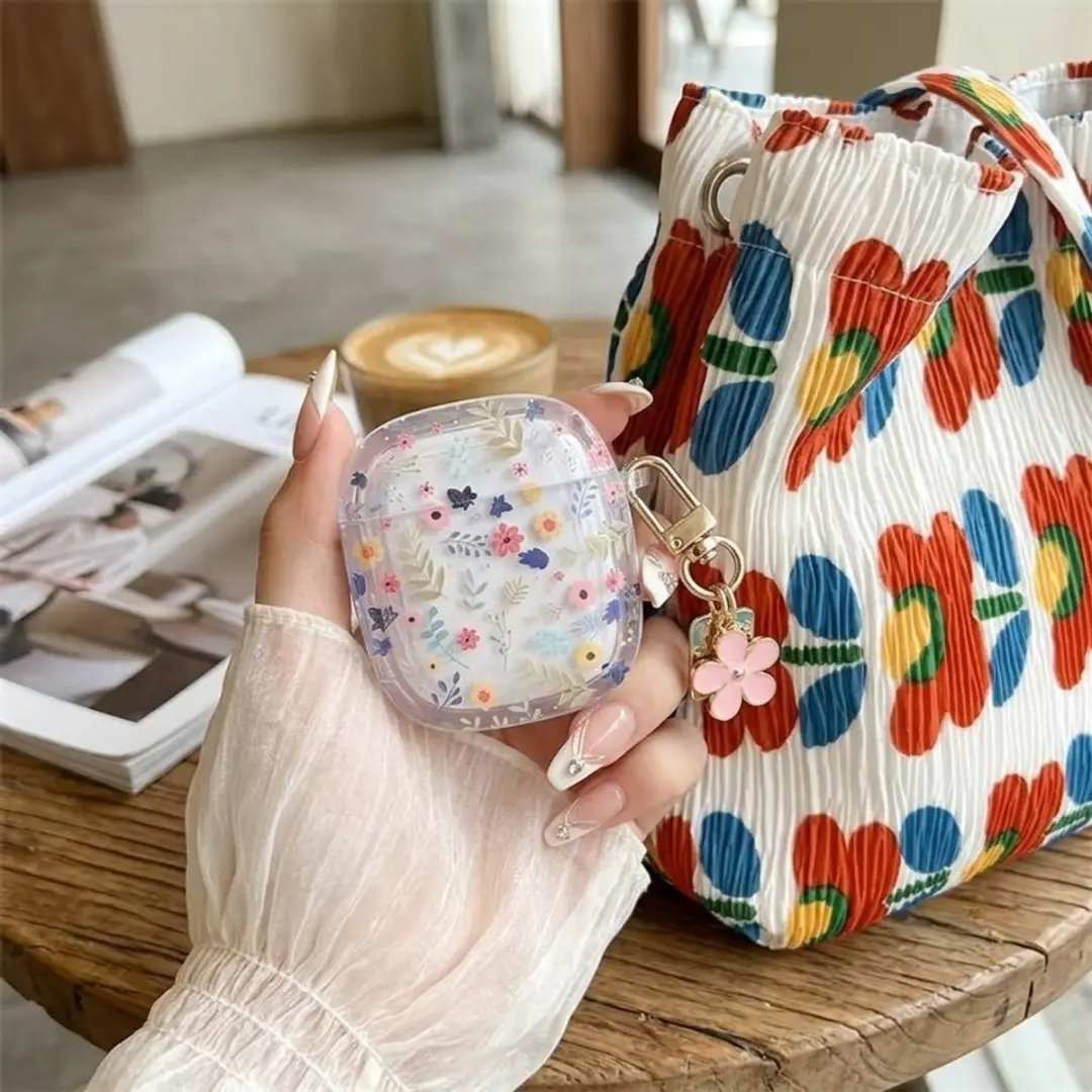 NUVEX Hoesje AirPods 4 - Transparant met bloemenprint