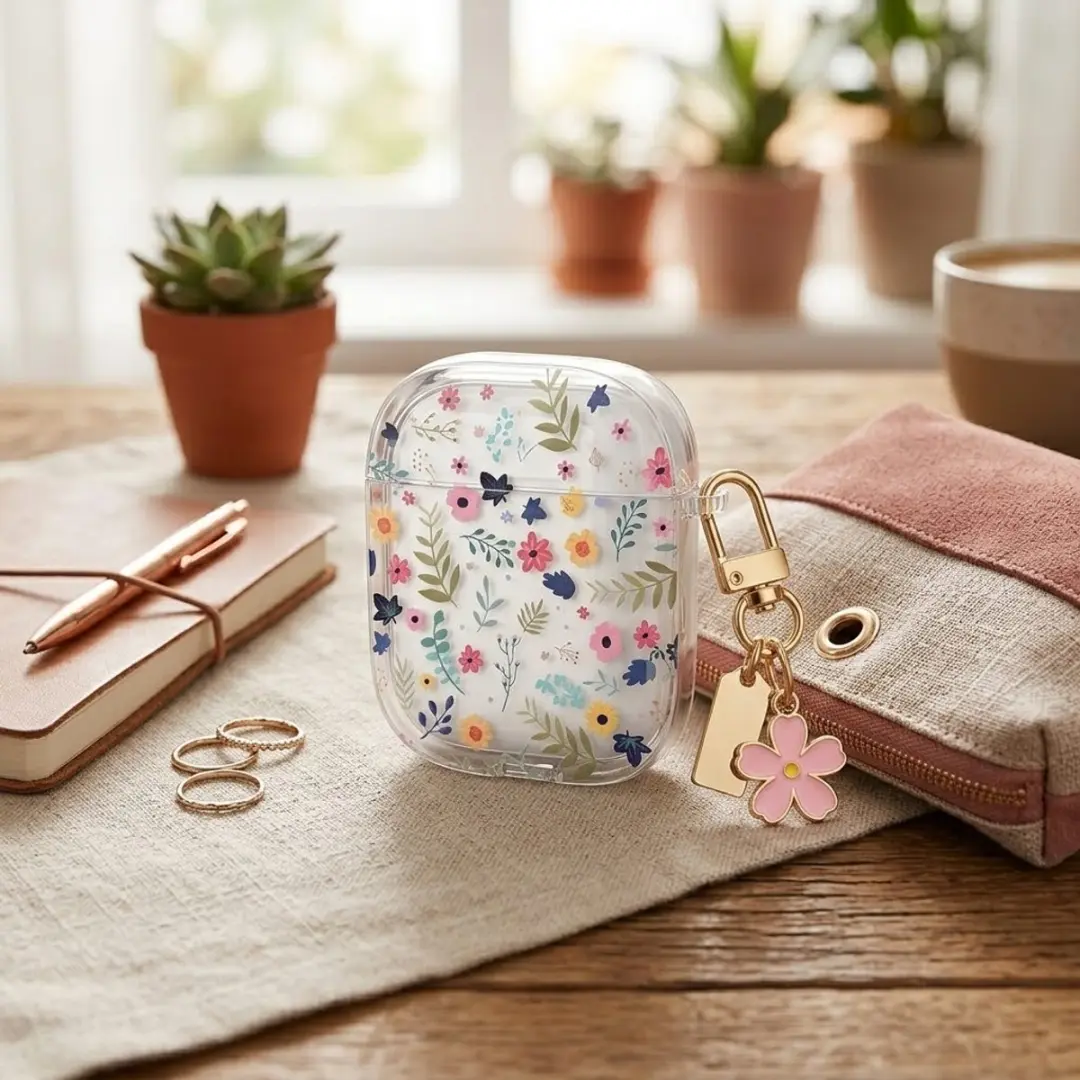 NUVEX Hoesje AirPods 4 - Transparant met bloemenprint