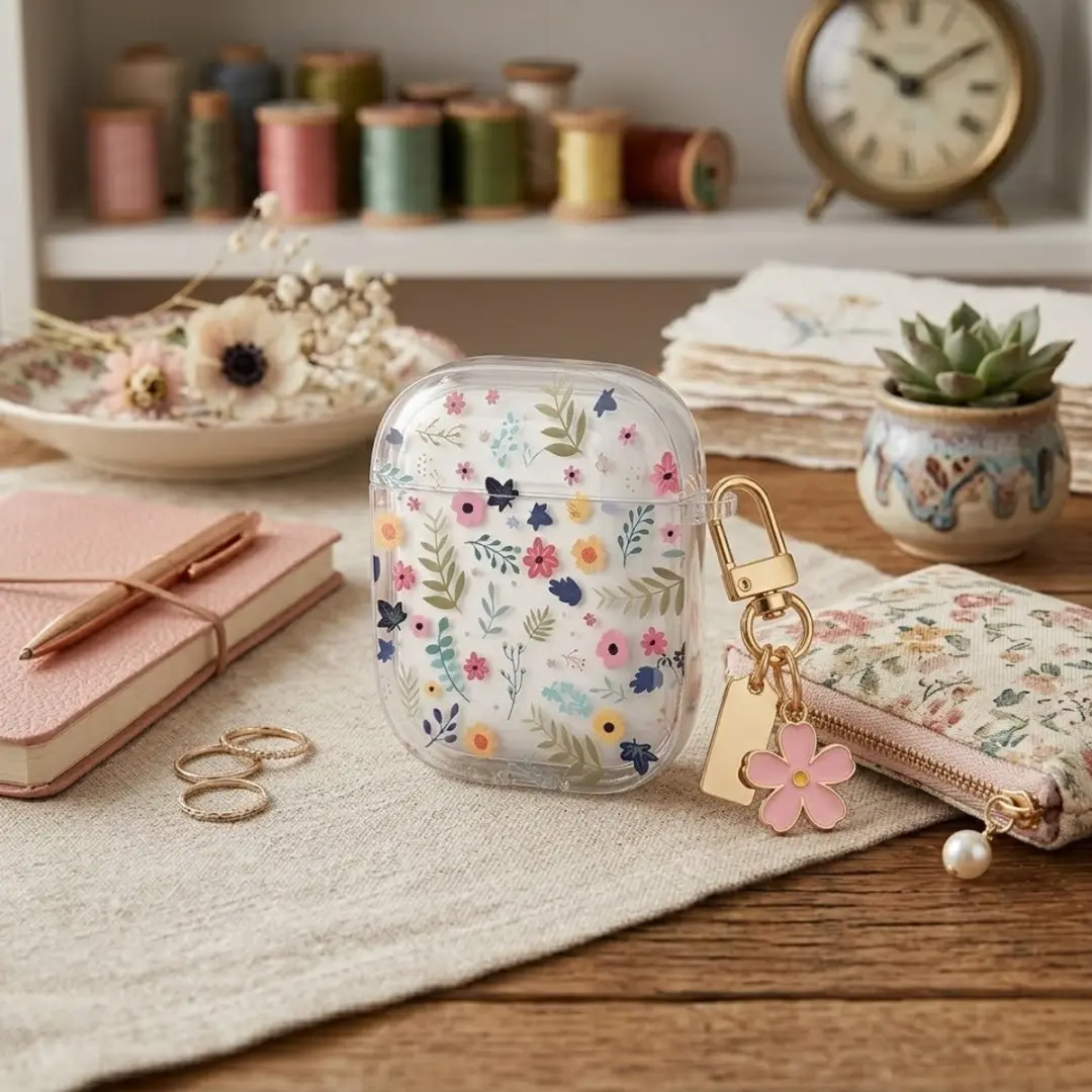 NUVEX Hoesje AirPods 4 - Transparant met bloemenprint