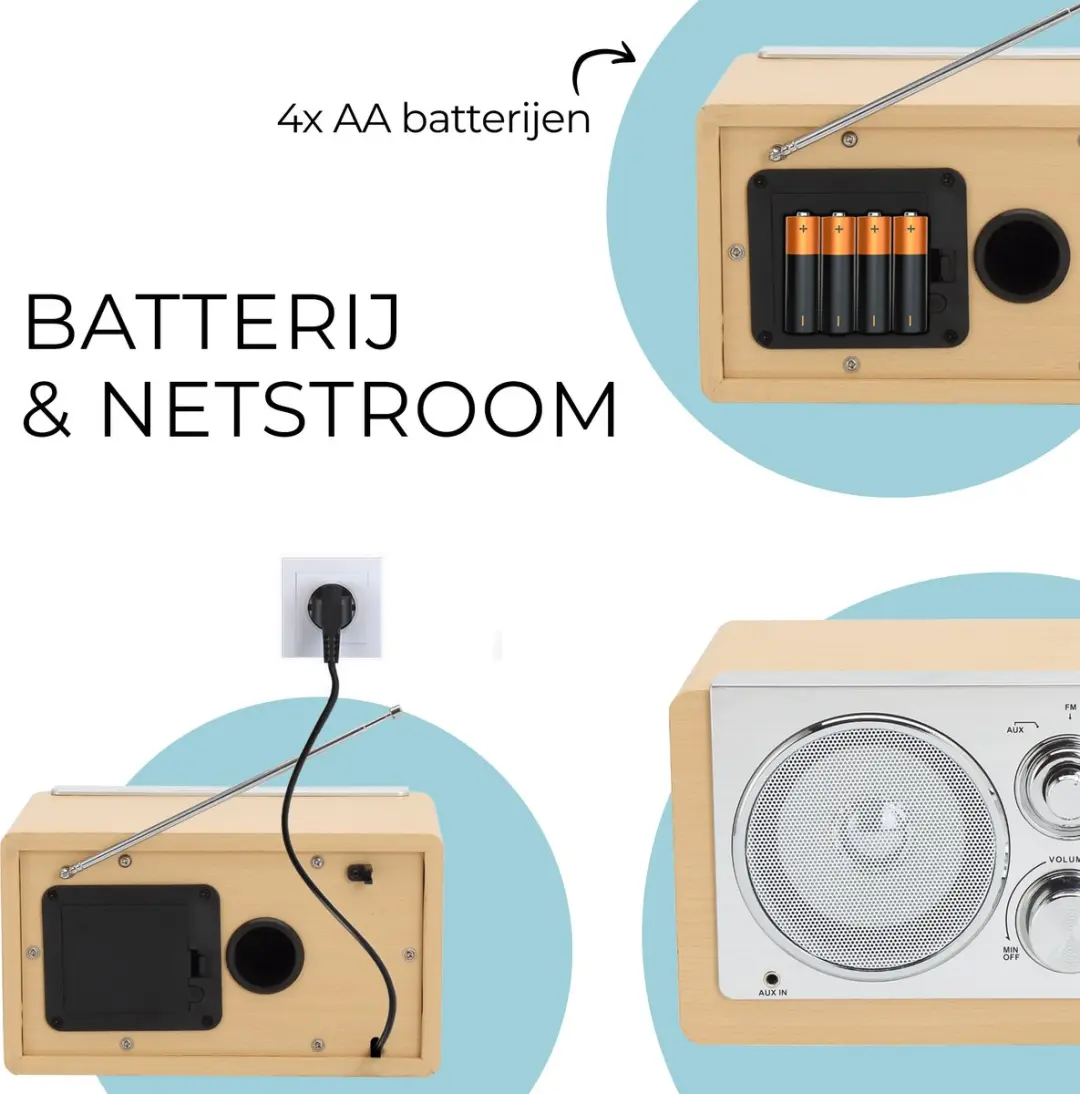 Denver TR63 Draagbare Radio - Hout - 15W - AM/FM