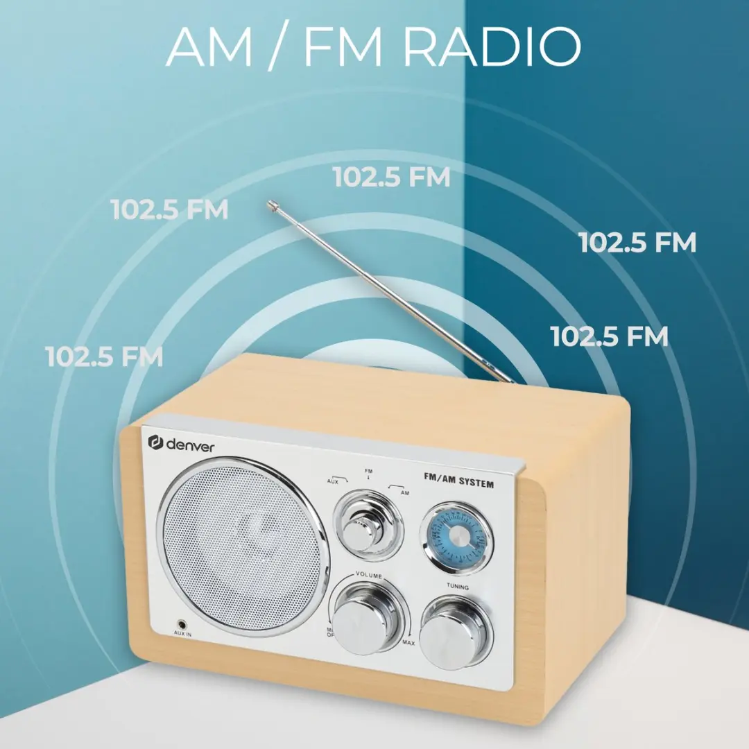 Denver TR63 Draagbare Radio - Hout - 15W - AM/FM
