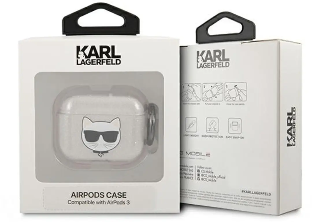 Karl Lagerfeld KLA3UCHGS AirPods 3 Hoes - Zilver - Glitter