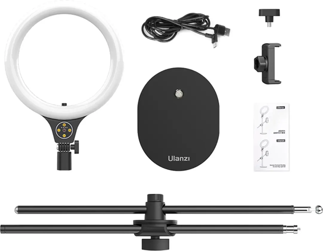 Ulanzi Ring-10 Topshot Ringlamp 10W - Smartphonehouder - Zwart