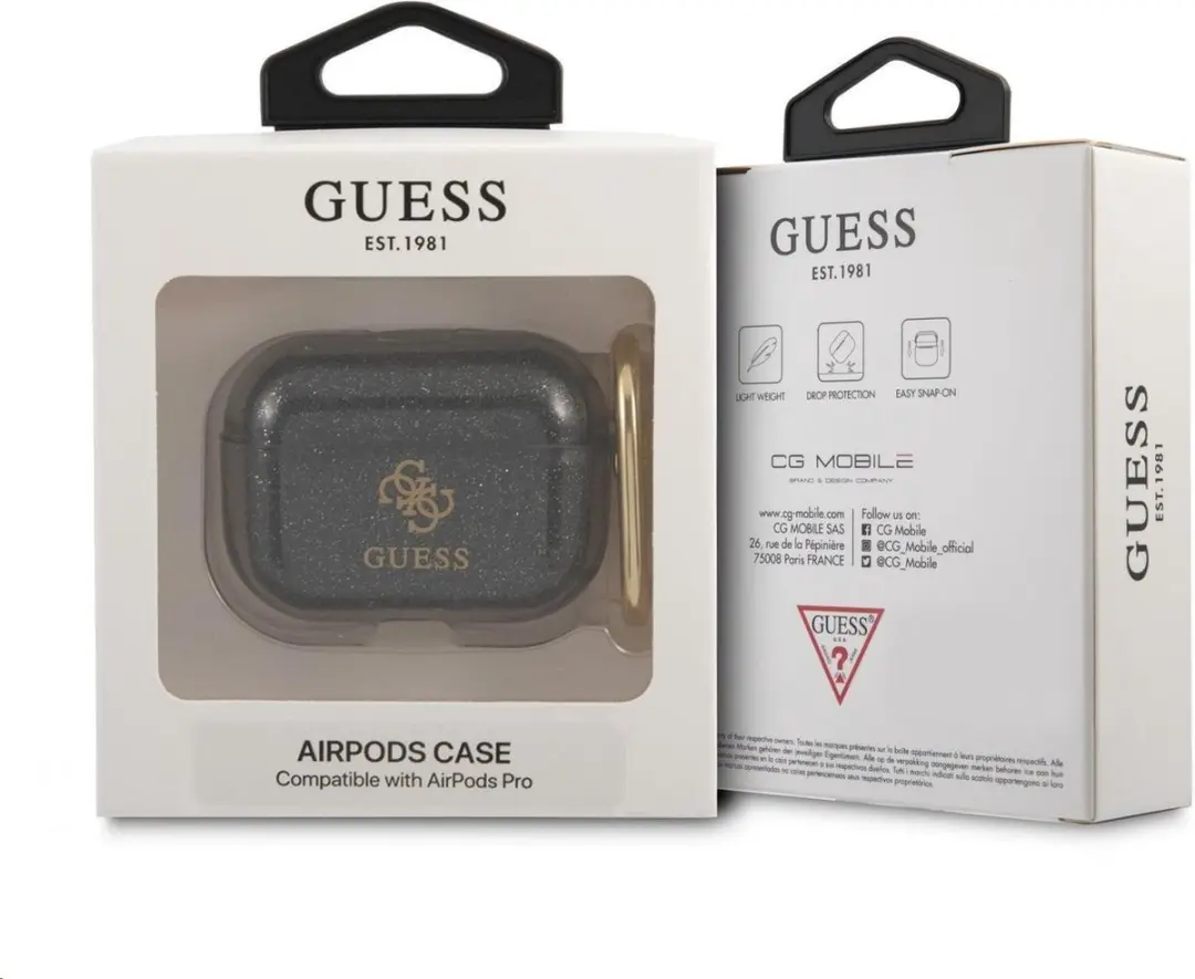GUESS Glitter Case voor Apple AirPods Pro 1 - Zwart