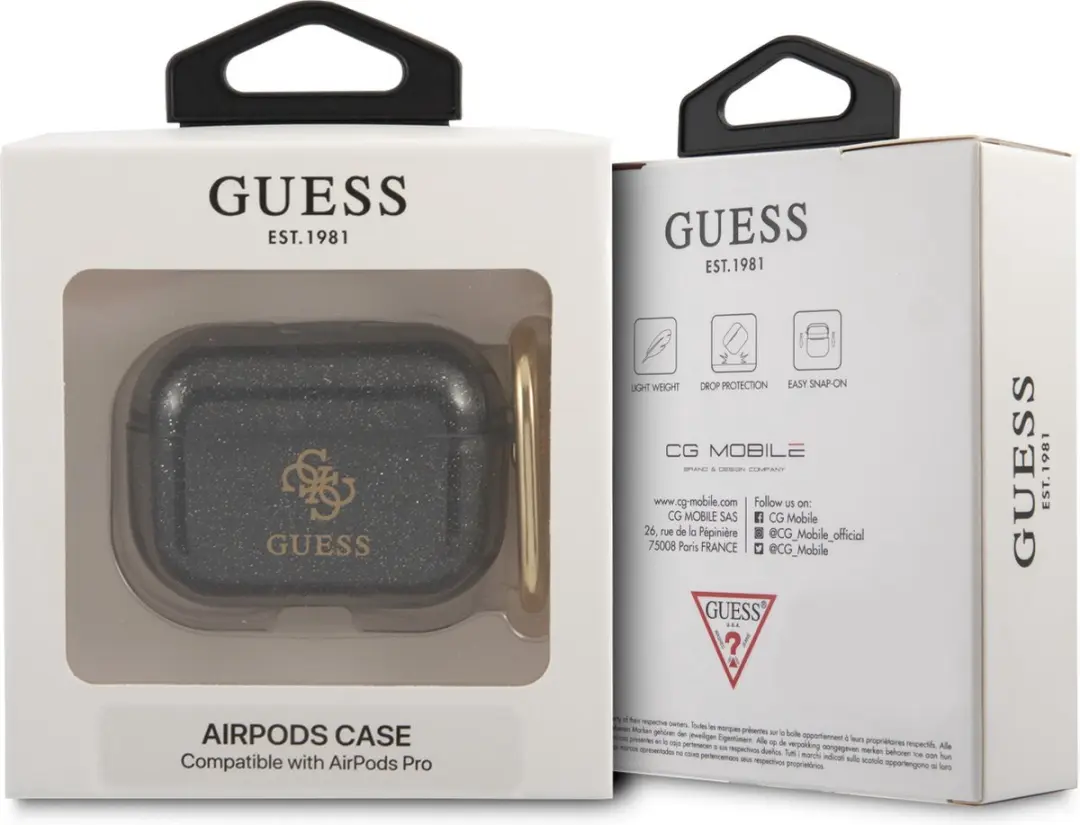 GUESS Glitter Case voor Apple AirPods Pro 1 - Zwart
