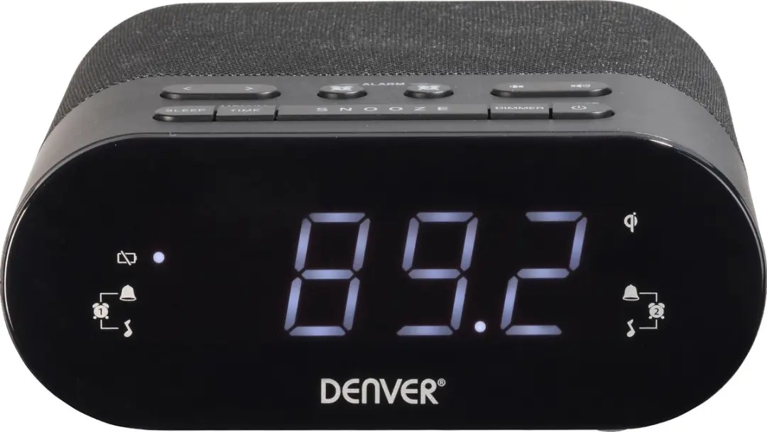 Denver CRQ107 Wekkerradio - Dubbel Alarm - FM Radio - Draadloos Opladen - Zwart