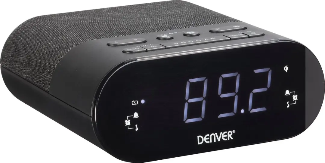Denver CRQ107 Wekkerradio - Dubbel Alarm - FM Radio - Draadloos Opladen - Zwart