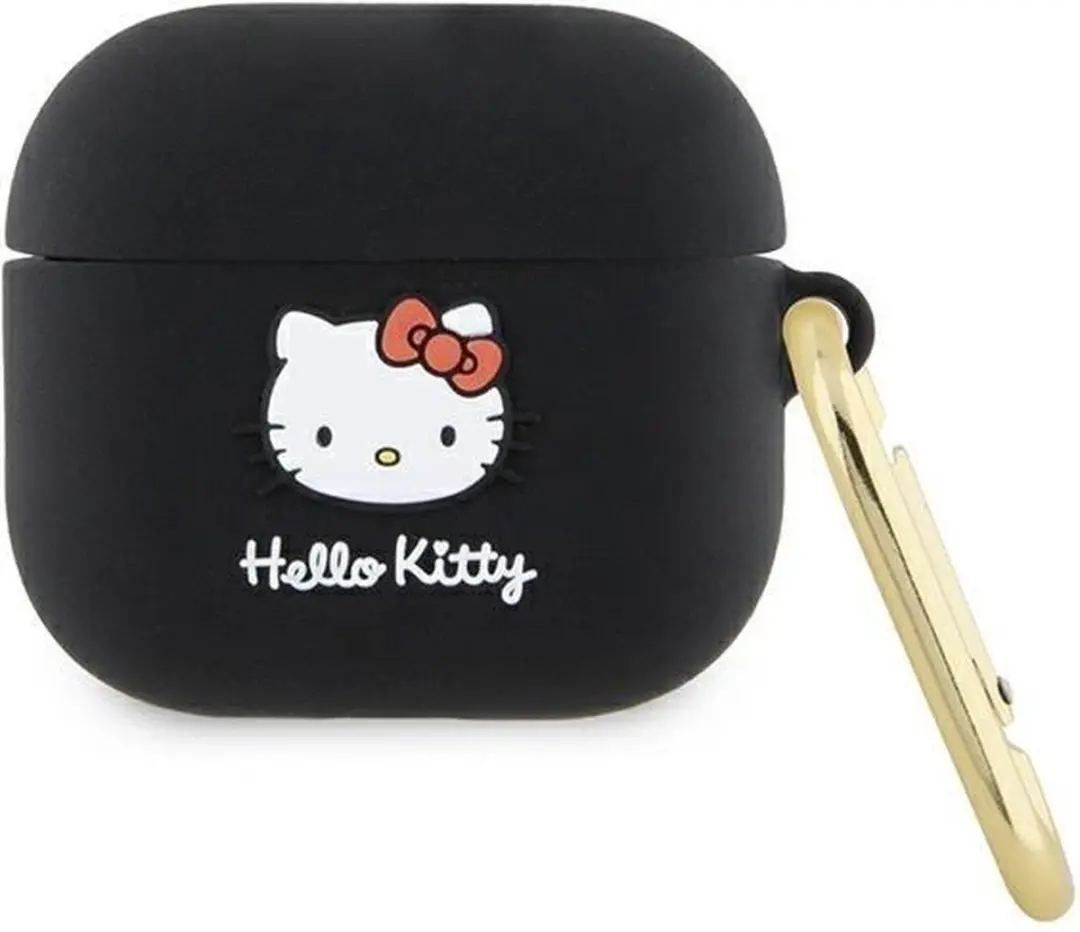 Hello Kitty Siliconen 3D Kitty Hoofdhoes AirPods 3 - Zwart
