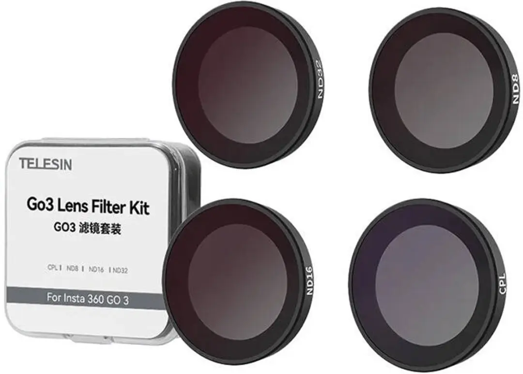 Telesin CPL ND8/ND16/ND32 Filterset Insta360 Go3 - Zwart - afbeelding 4 van 6