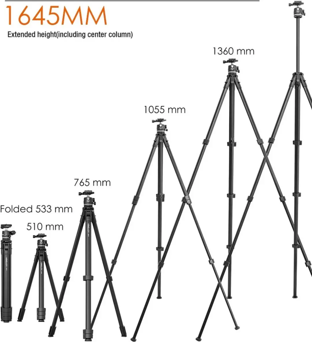 Kingjoy S600+GS10 Statief - 4 Secties - Zwart