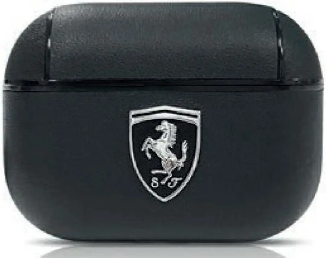 Ferrari FEOAPLEBK AirPods Pro Hoes - Echt Leer - Zwart