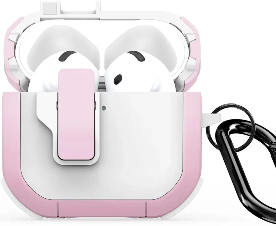 Dux Ducis PECP Hoesje AirPods 4 - Aluminium Haak - Wit/Roze