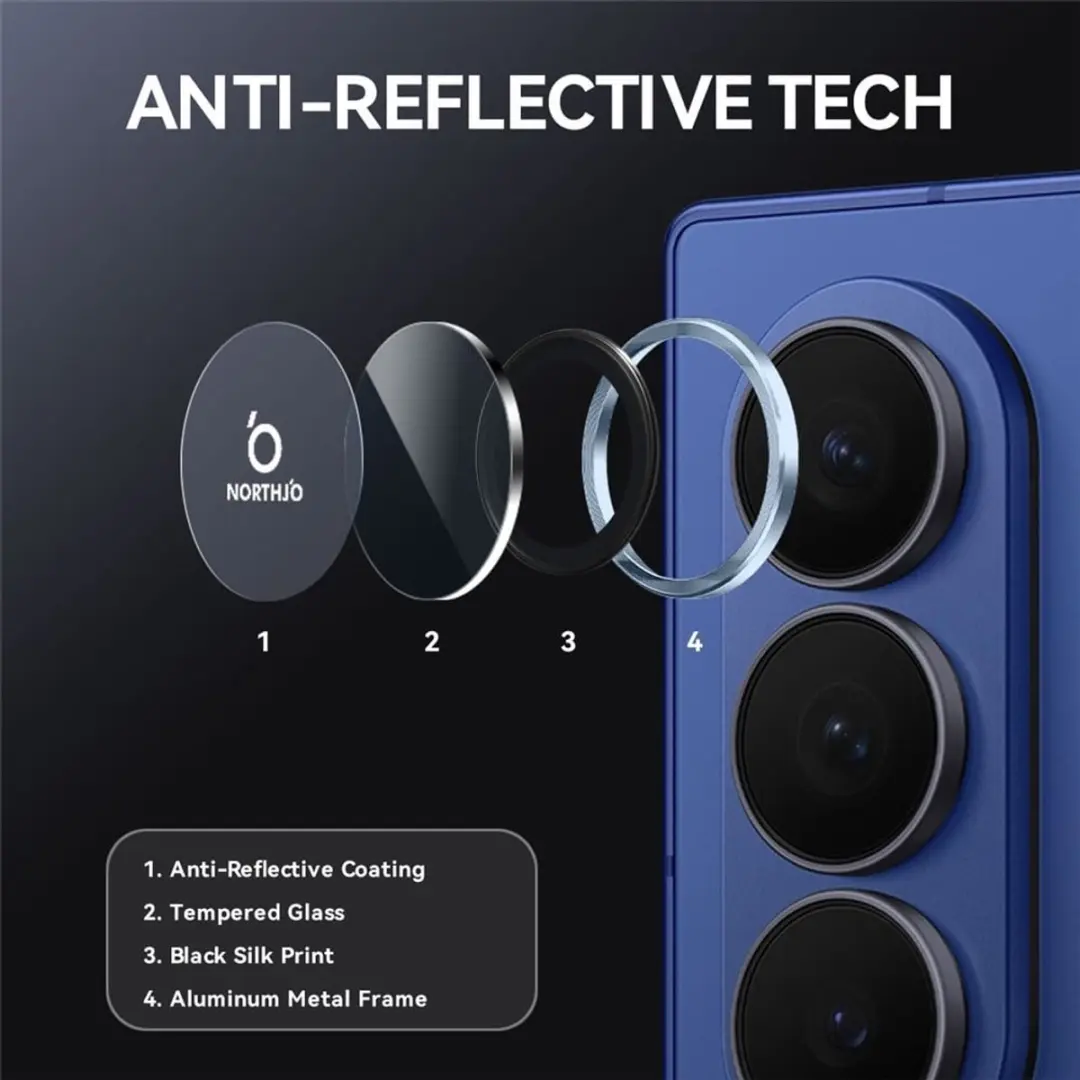 NORTHJO Galaxy Z Fold 8 Ultra Camera Lensprotector - Blauw - 2 Stuks - afbeelding 6 van 6