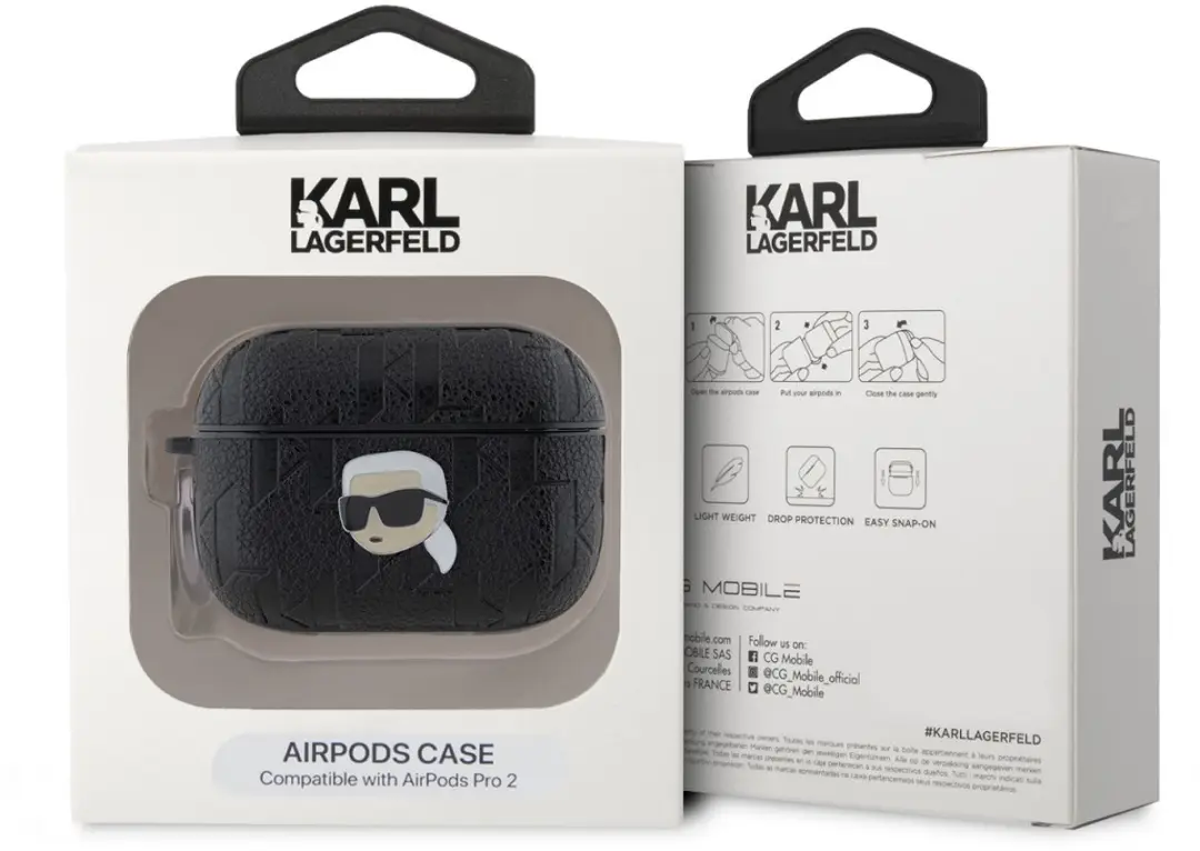 Karl Lagerfeld Monogram Karl Head Case AirPods Pro 2 - Zwart