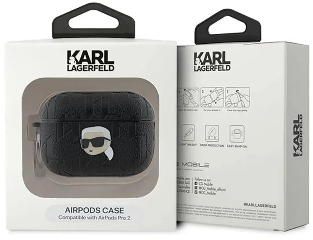 Karl Lagerfeld Monogram Karl Head Case AirPods Pro 2 - Zwart