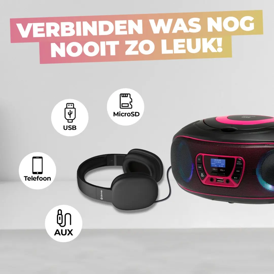 Denver TDB212PINK Draagbare DAB+/FM Radio - Roze - afbeelding 6 van 6