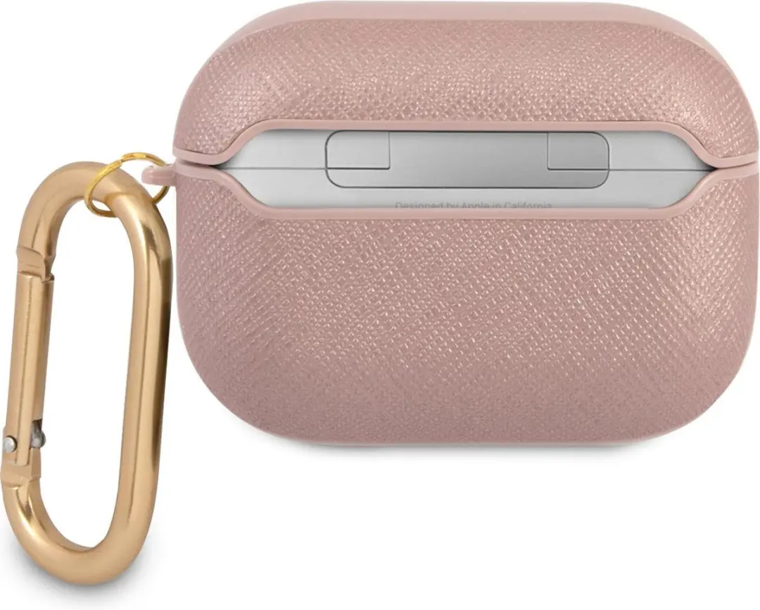 Guess Saffiano Logo AirPods Pro Hoes - Donkerroze