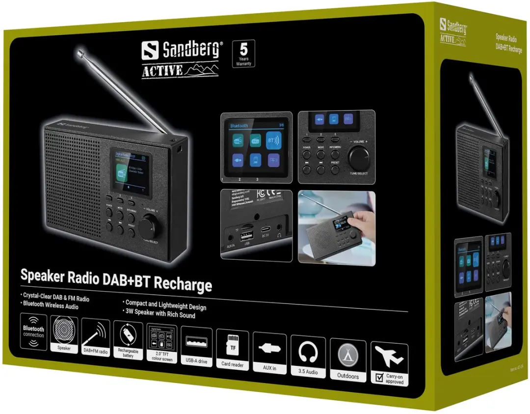 Sandberg 421-39 Draagbare Radio DAB+BT - 3W - Zwart - afbeelding 6 van 6