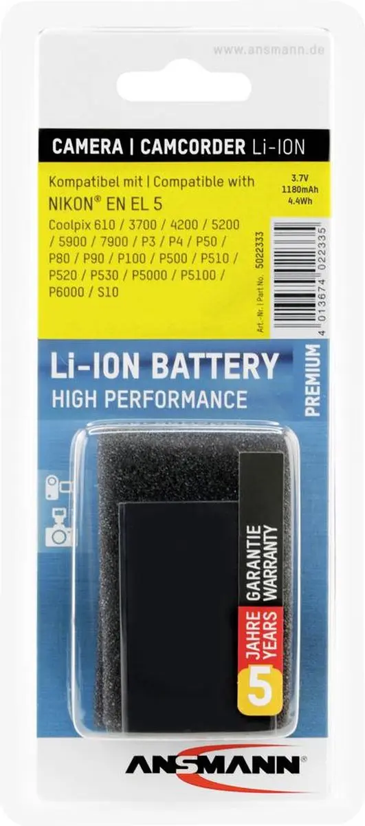 Ansmann A-Nik EL 5 Li-ion Accu 850mAh 3,7V