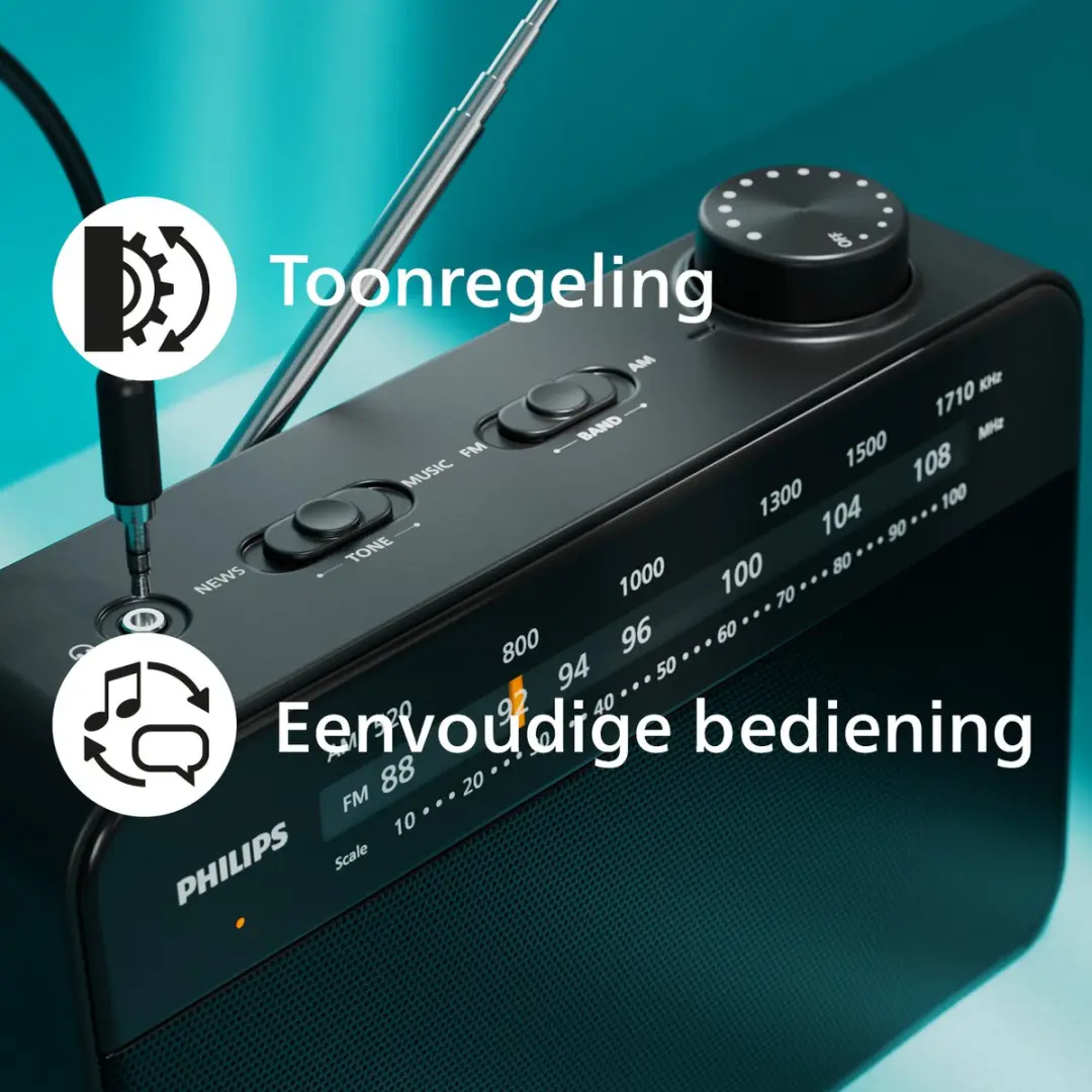 Philips TAR2509 Draagbare Radio - 4W - Zwart - afbeelding 6 van 6
