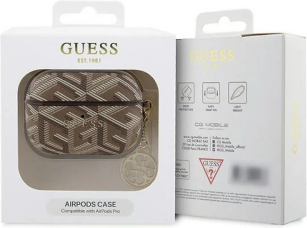 Guess Charm G-Cube Case voor Apple Airpods Pro - Bruin