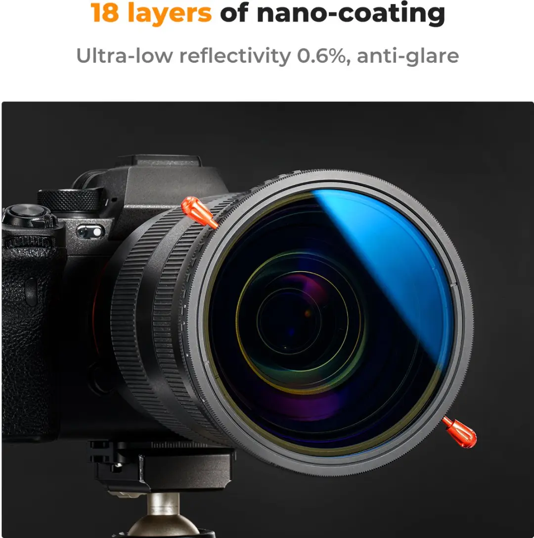 K&F Concept CPL ND2-32 58mm 2-in-1 Filter - Blauw/Grijs/Zwart