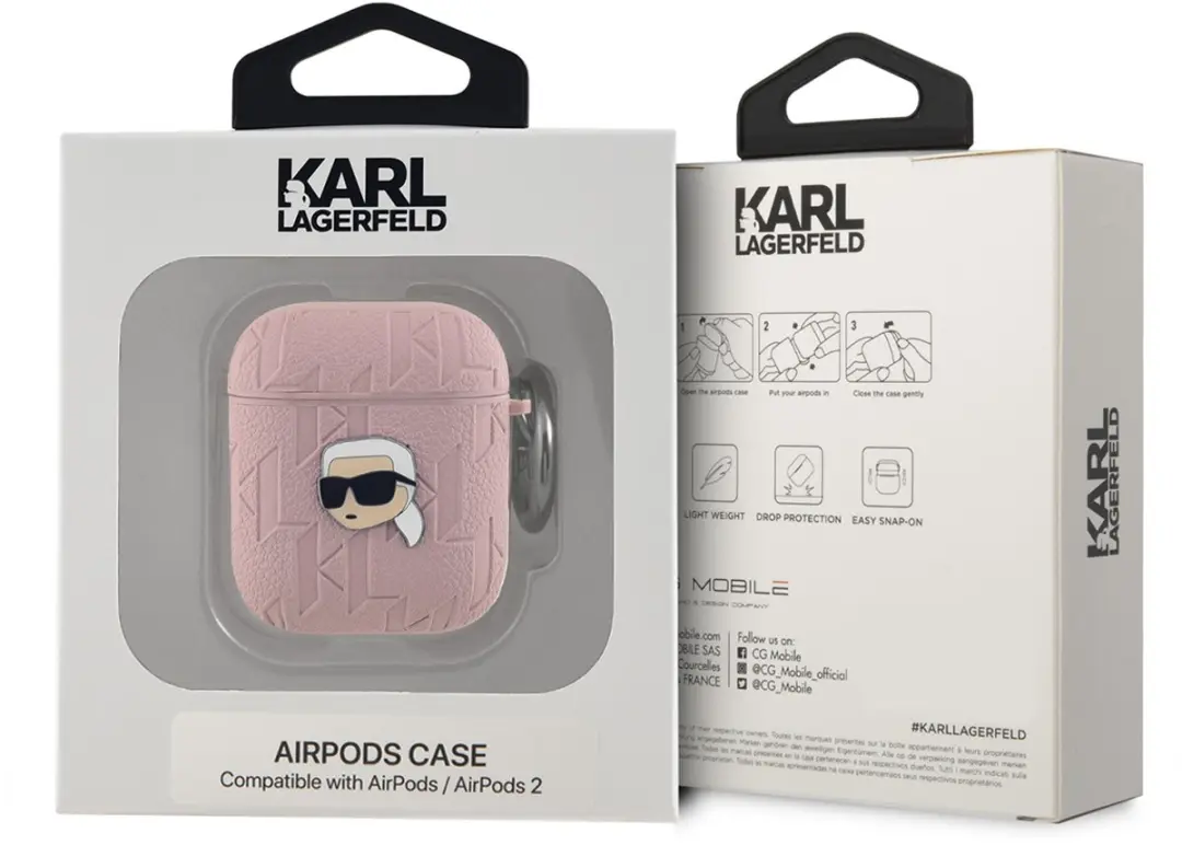 Karl Lagerfeld KLA2PGKIPP Hoesje AirPods 1/2 - Roze