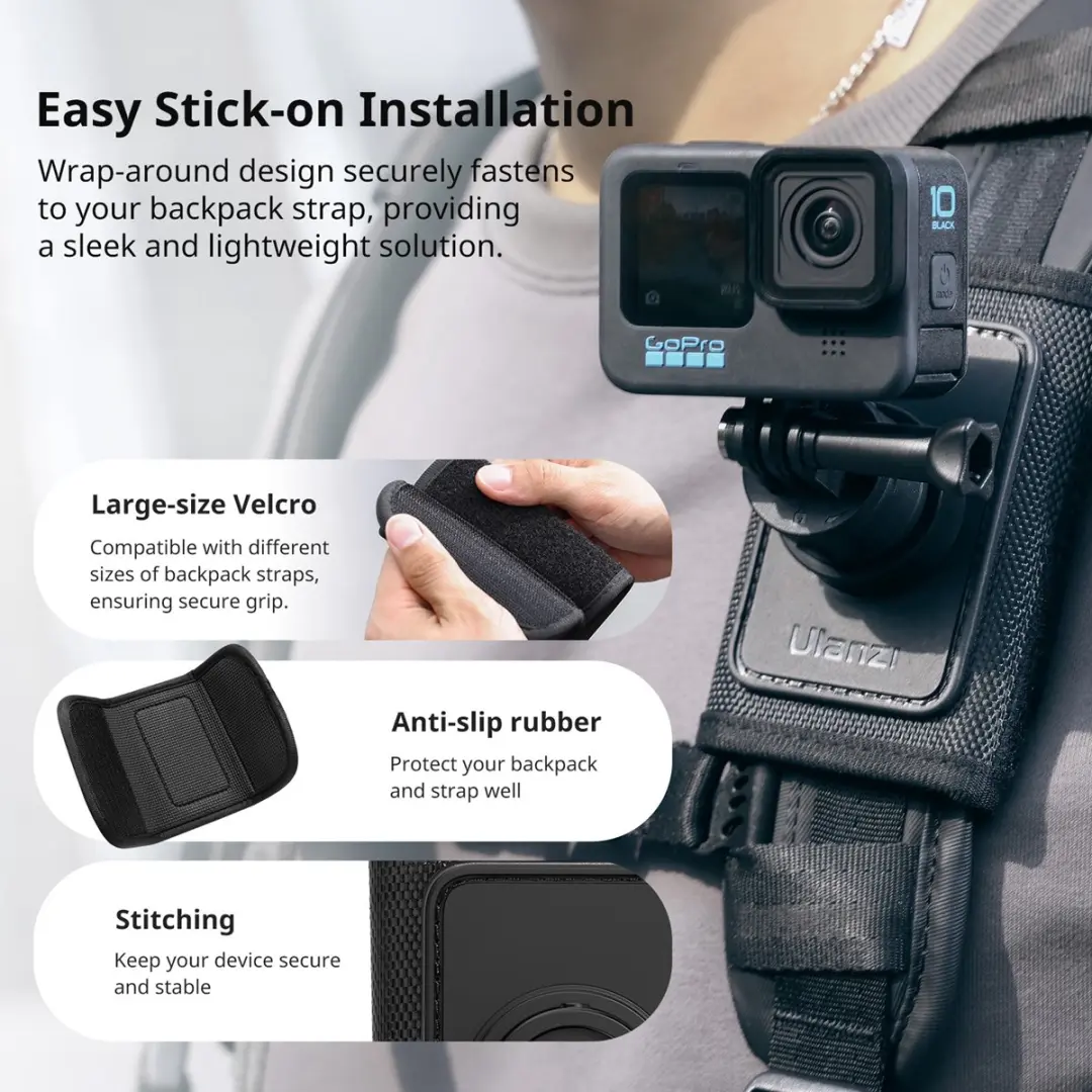 Ulanzi CO62 Go Quick II Backpack Clip Mount - 360° Draaibaar - Zwart