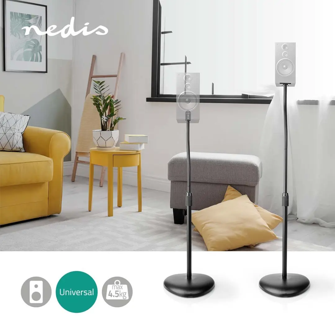 Nedis SPMT2750BK Speakerbeugel - Vloer - 2 Stuks - Zwart